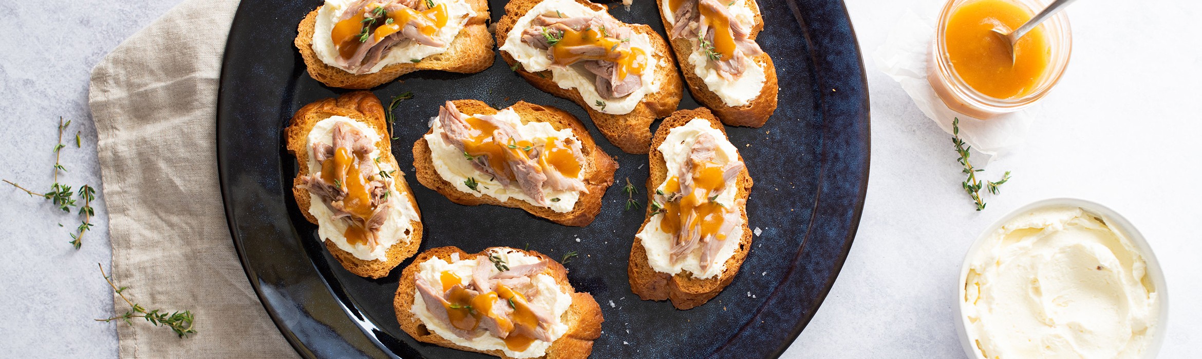 Orange Duck Crostinis with Whipped Feta Recipe